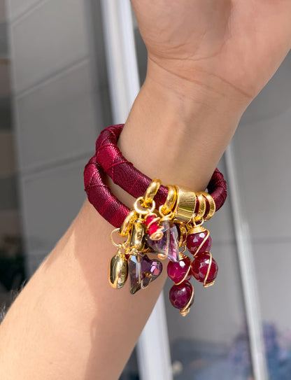 Pulsera Marroqui Caramelo vinotinto