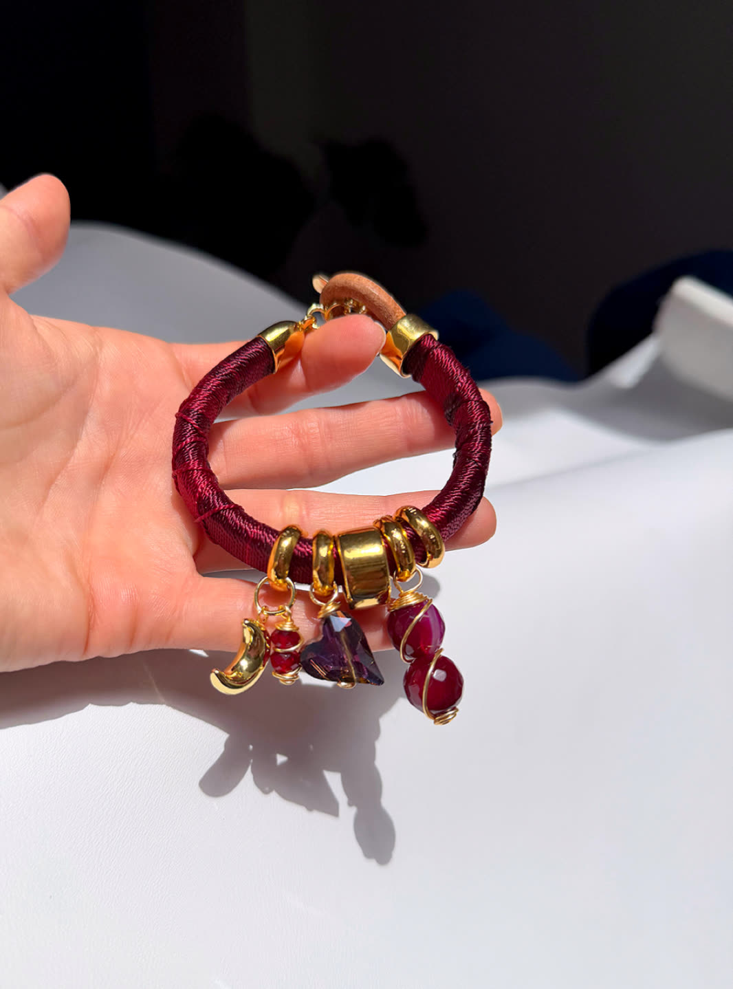 Pulsera Marroqui Caramelo vinotinto