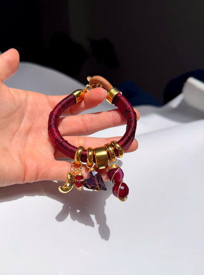 Pulsera Marroqui Caramelo vinotinto
