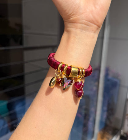 Pulsera Marroqui Caramelo vinotinto