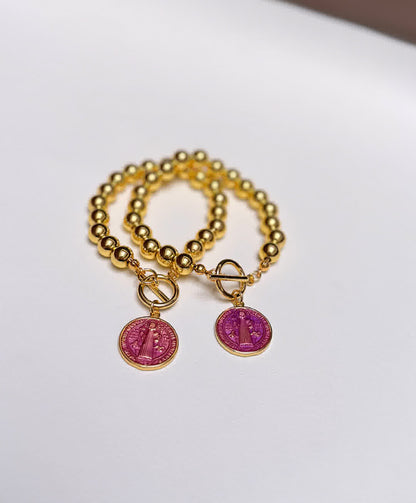 Pulsera Esperanza Dorada dije san benito morado
