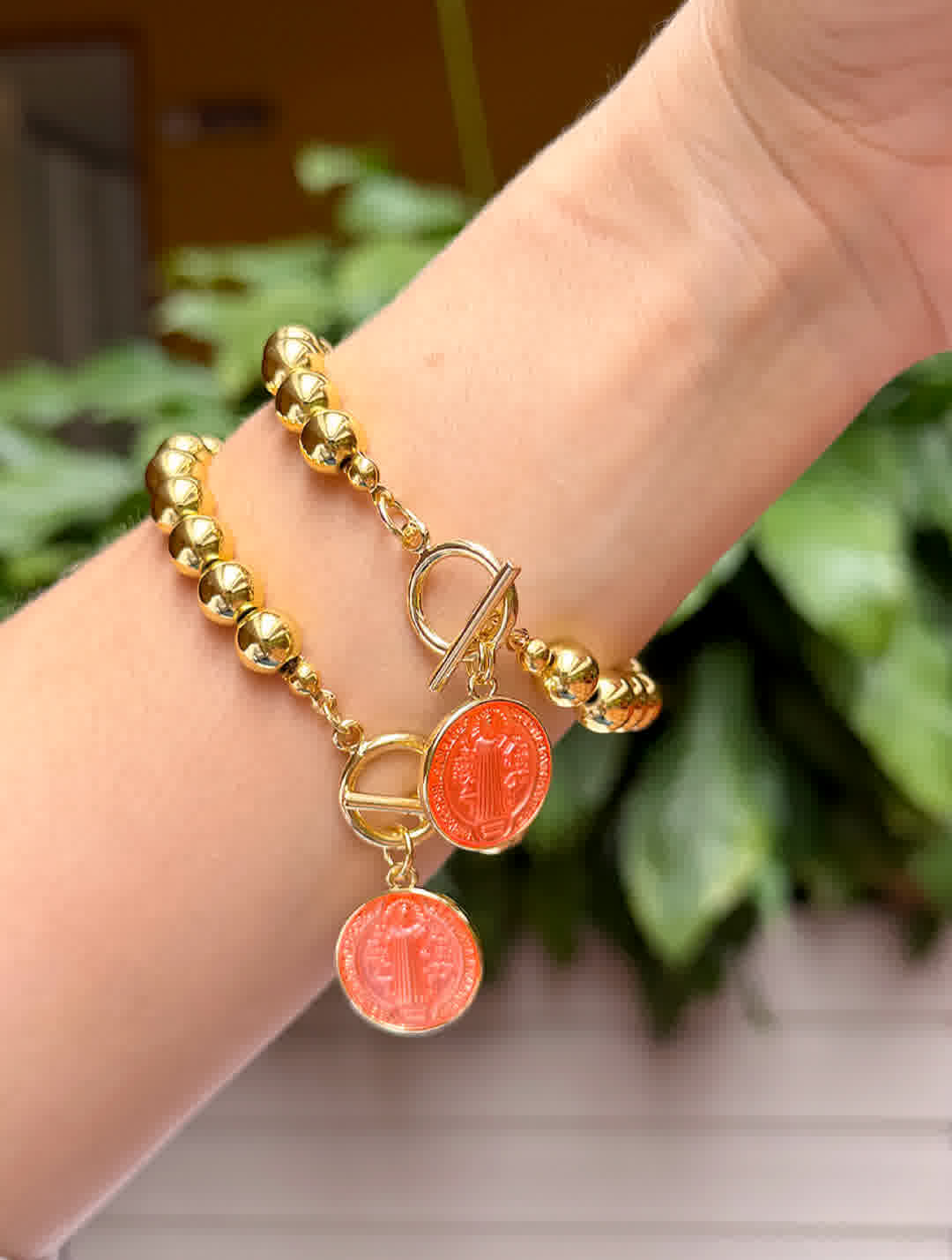 Pulsera Esperanza Dorada dije san benito rosa