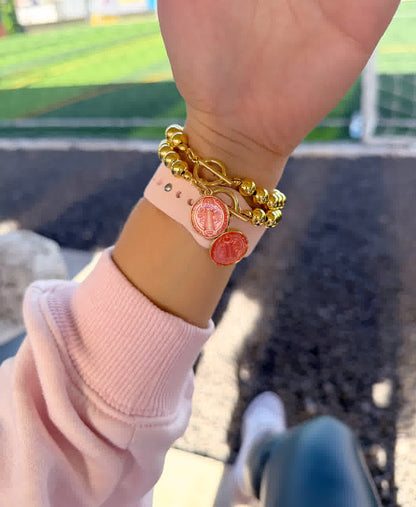 Pulsera Esperanza Dorada dije san benito rosa