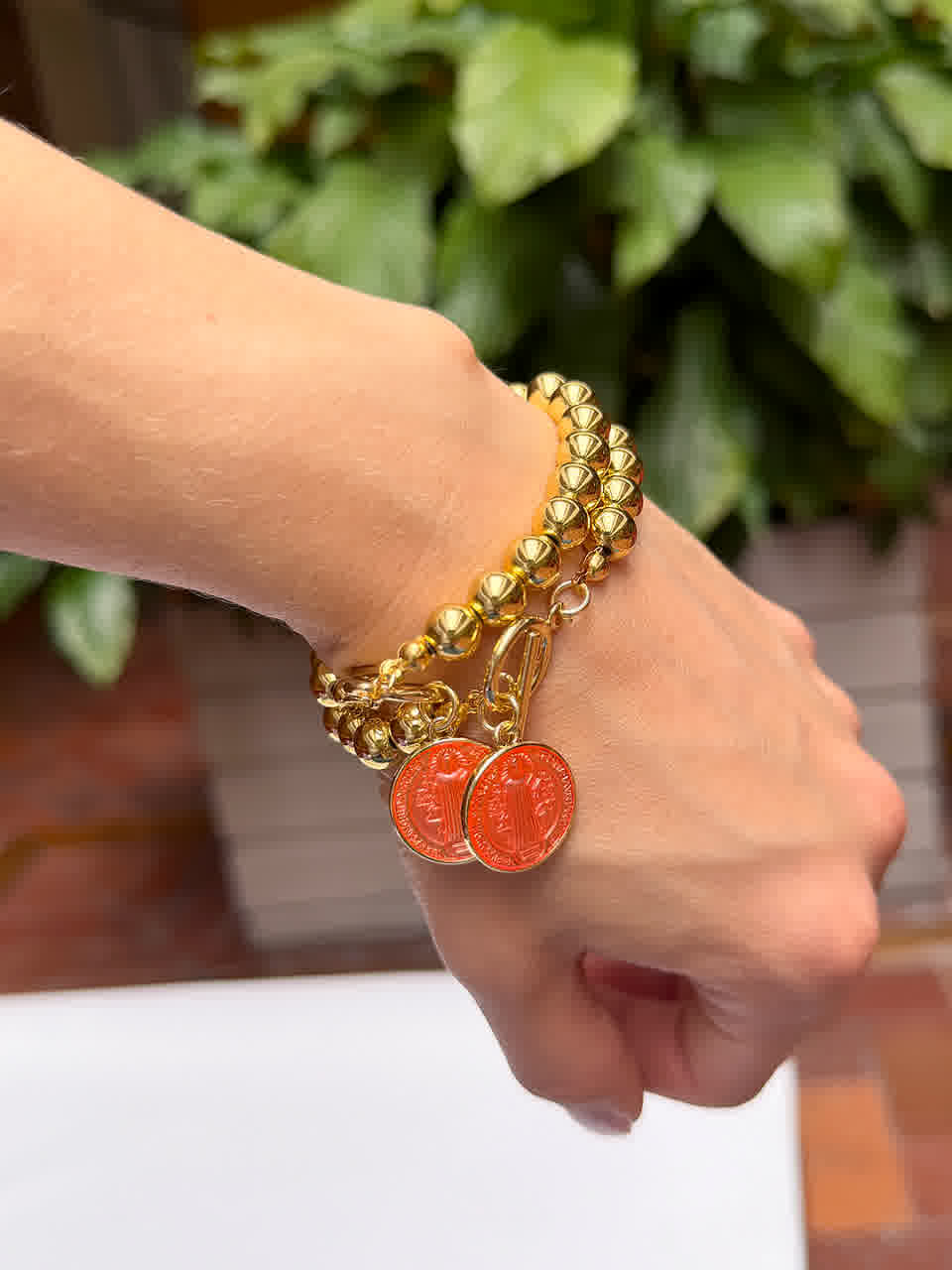 Pulsera Esperanza Dorada dije san benito rosa