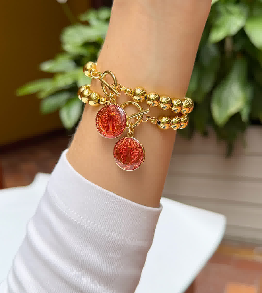 Pulsera Esperanza Dorada dije san benito terracota