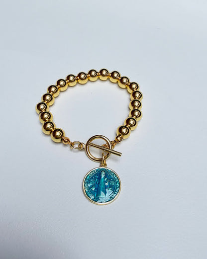 Pulsera Esperanza Dorada dije san benito turquesa