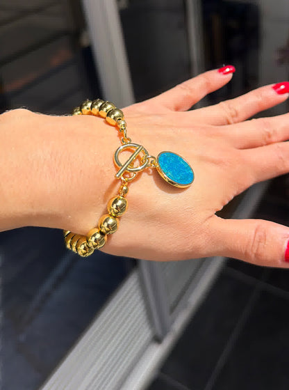 Pulsera Esperanza Dorada dije san benito turquesa