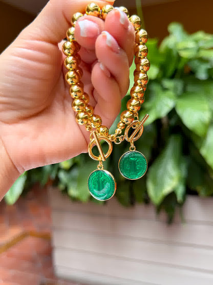Pulsera Esperanza Dorada dije san benito verde