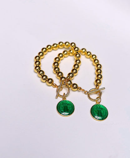Pulsera Esperanza Dorada dije san benito verde