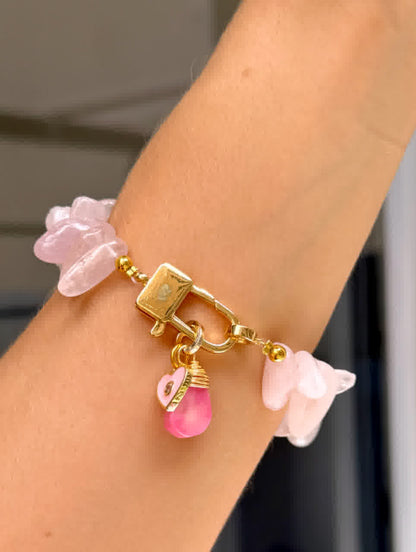 Pulsera Heliconia rosa cuarzo - Sara´s accesorios