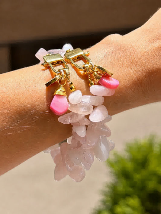 Pulsera Heliconia rosa cuarzo - Sara´s accesorios