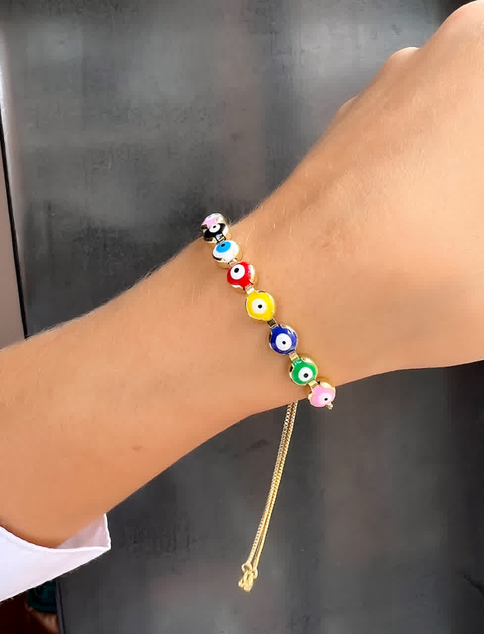 Pulsera Dorada Ojo Turco Multicolor
