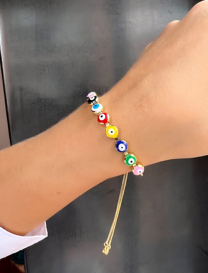 Pulsera Dorada Ojo Turco Multicolor