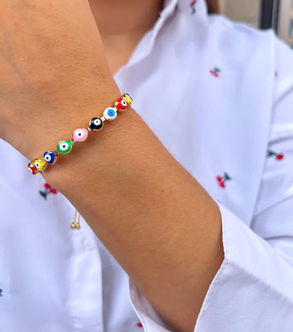 Pulsera Dorada Ojo Turco Multicolor
