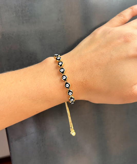 Pulsera Dorada Ojo Turco Negro