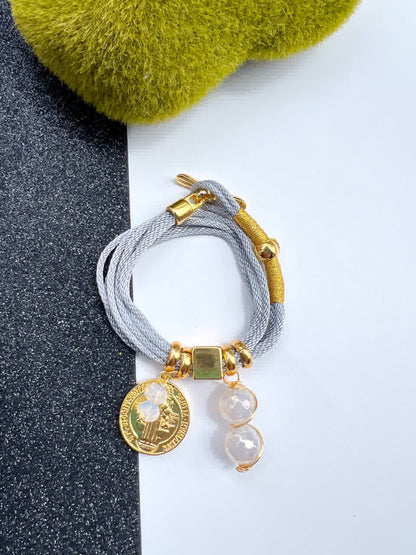 Pulsera Amuleto Plateado con dije de San Benito