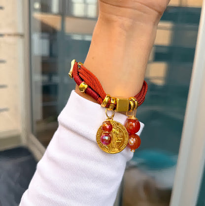 Pulsera Amuleto Terracota con dije de San Benito