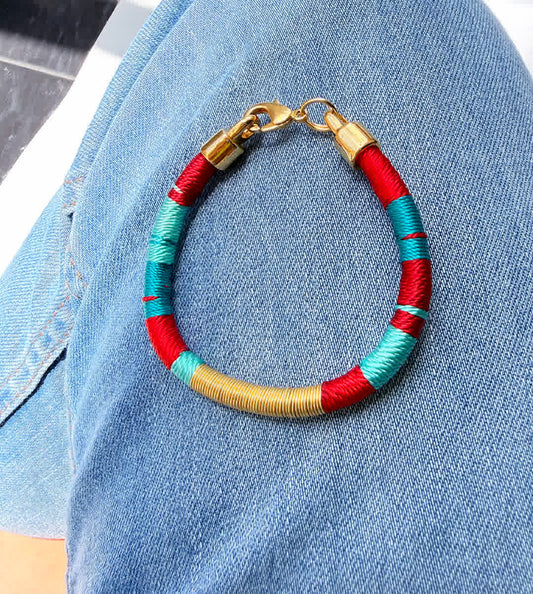 Pulsera Bahamas rojo turquesa
