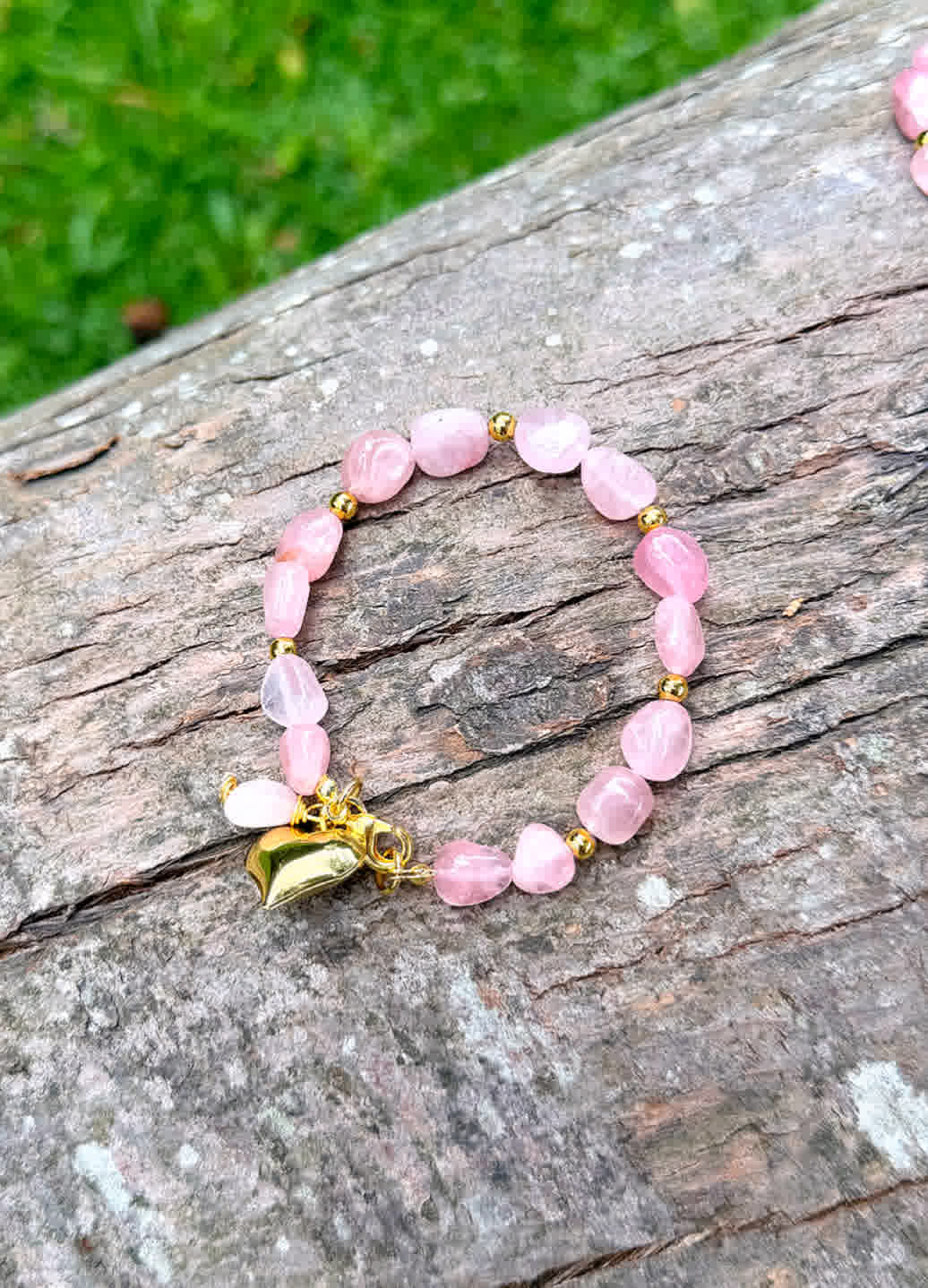 Pulsera Flor de Cerezo en cuarzo rosado