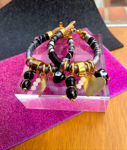 Pulsera Marroqui Caramelo Blanco y Negro