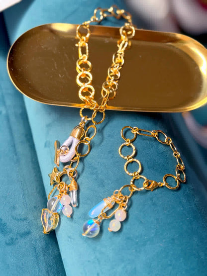 Collar Chain Megan White Glam - Sara´s accesorios