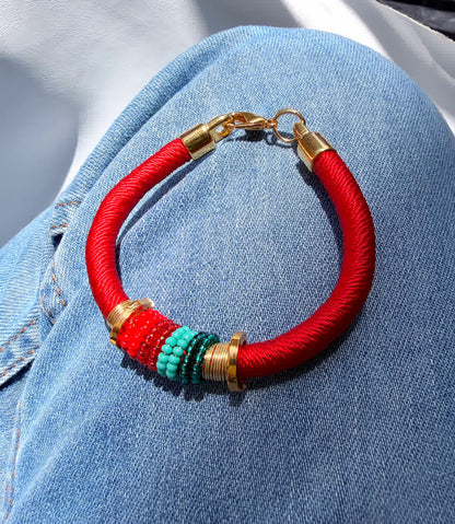 Pulsera Marroqui Suraya Glam rojo turquesa