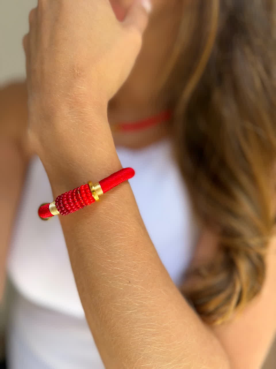 Pulsera Marroqui Suraya Glam rojo - Sara´s accesorios