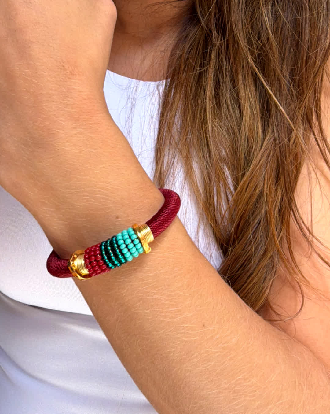 Pulsera Marroqui Suraya Glam vino celeste - Sara´s accesorios
