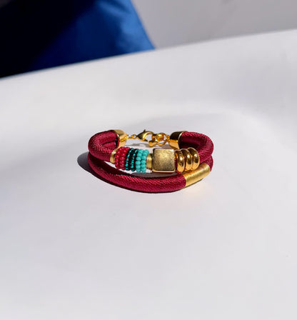 Pulsera Caribe Tortuga vinotinto celeste - Sara´s accesorios