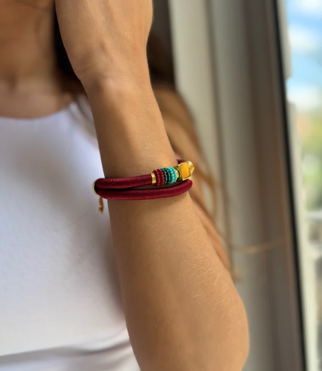 Pulsera Caribe Tortuga vinotinto celeste - Sara´s accesorios