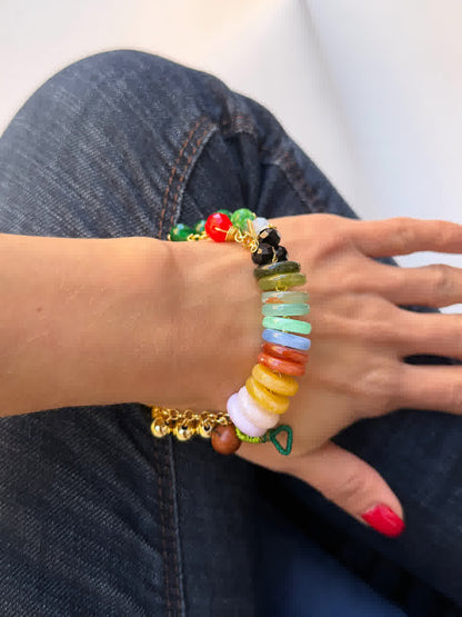 Pulsera Vida de Jesús fucsia verde