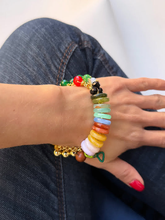 Pulsera Vida de Jesús fucsia verde - Sara´s accesorios