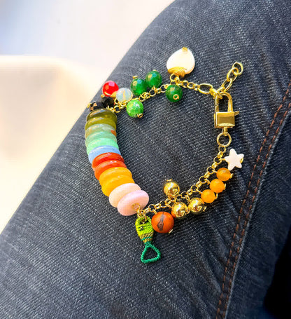 Pulsera Vida de Jesús fucsia verde
