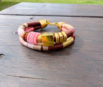 Pulsera Caribe Tortuga Rosa Café - Sara´s accesorios