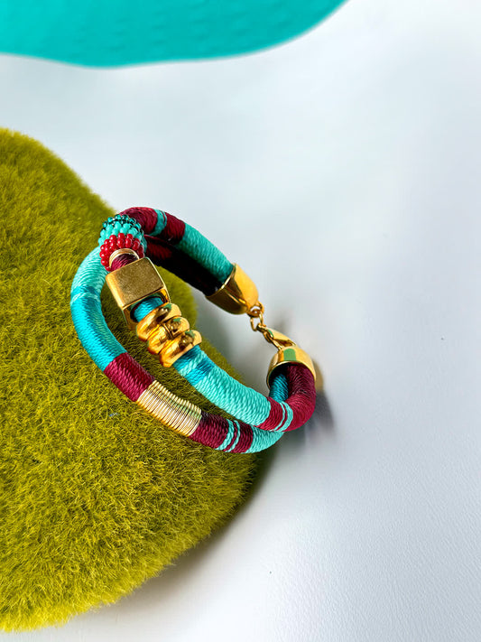 Pulsera Caribe Tortuga Vino Celeste - Sara´s accesorios