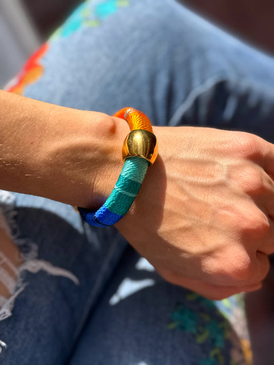 Pulsera Blue Tribal Naranja Azules - Sara´s accesorios