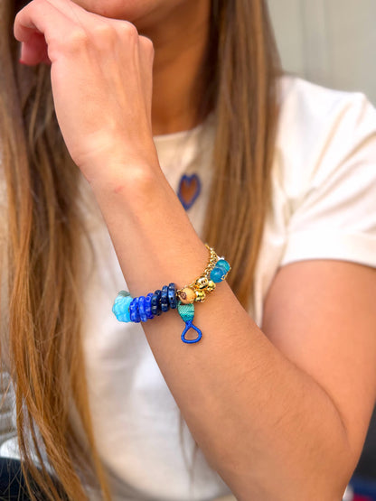 Pulsera Vida de Jesús fucsia azul