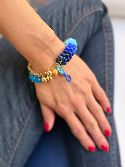 Pulsera Vida de Jesús fucsia azul