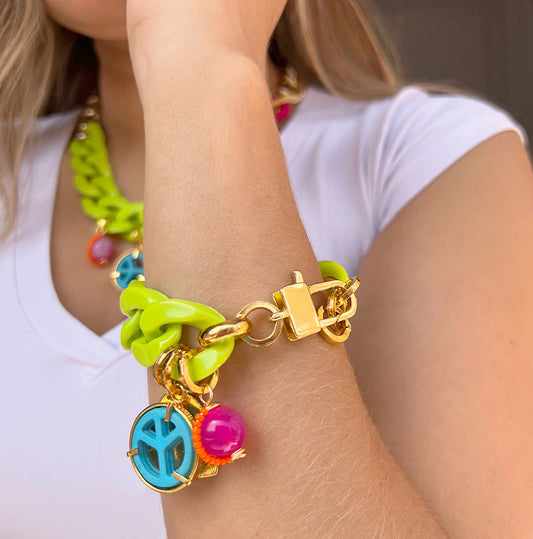 Pulsera Chain Veronica Tropical Verde