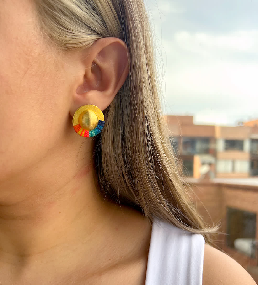 Aretes Topo Amazonia mini Santorini - Sara´s accesorios