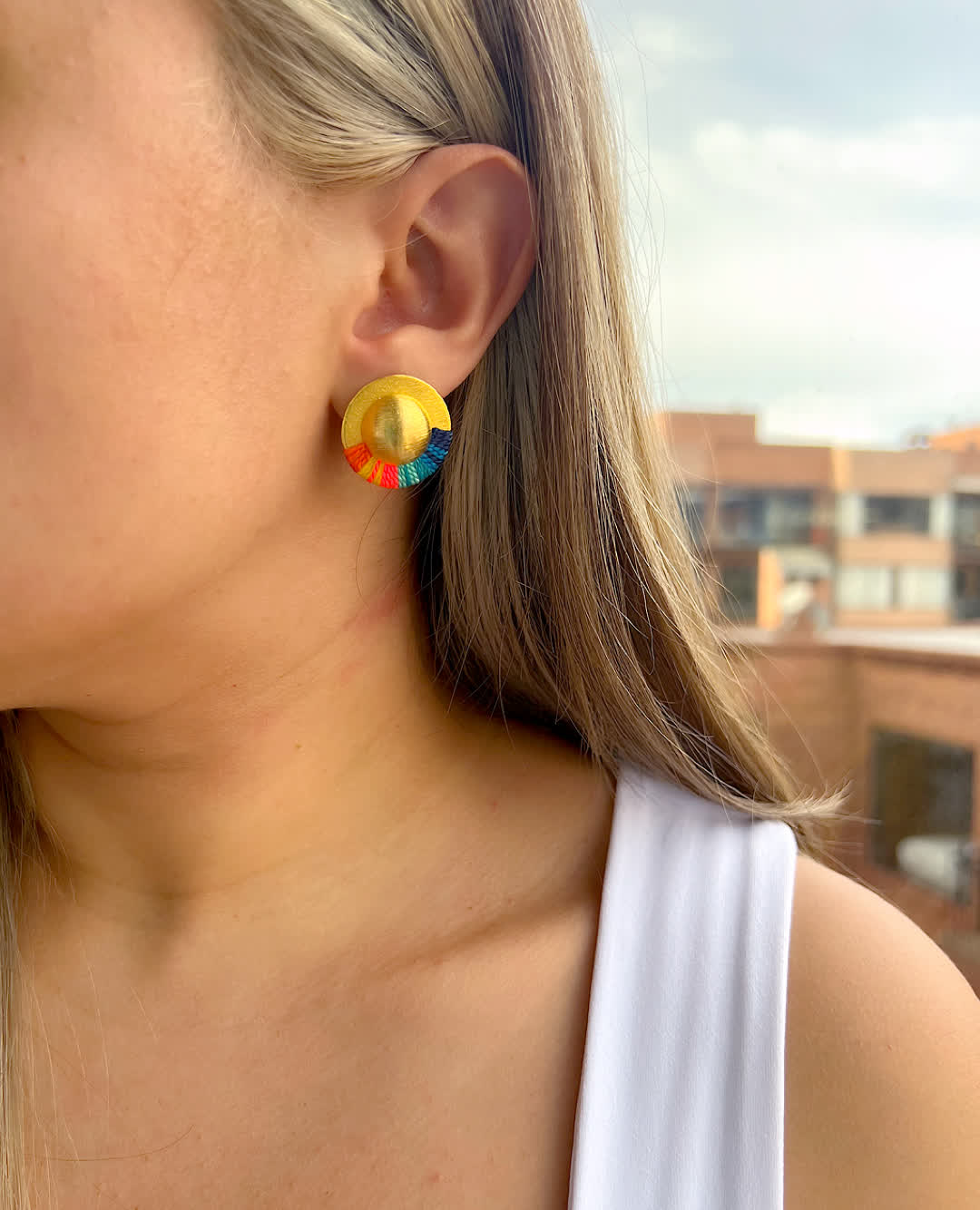Aretes Topo Amazonia mini Santorini - Sara´s accesorios