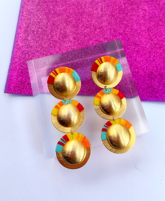 Aretes Amazonia Cascada Maxi Sol - Sara´s accesorios