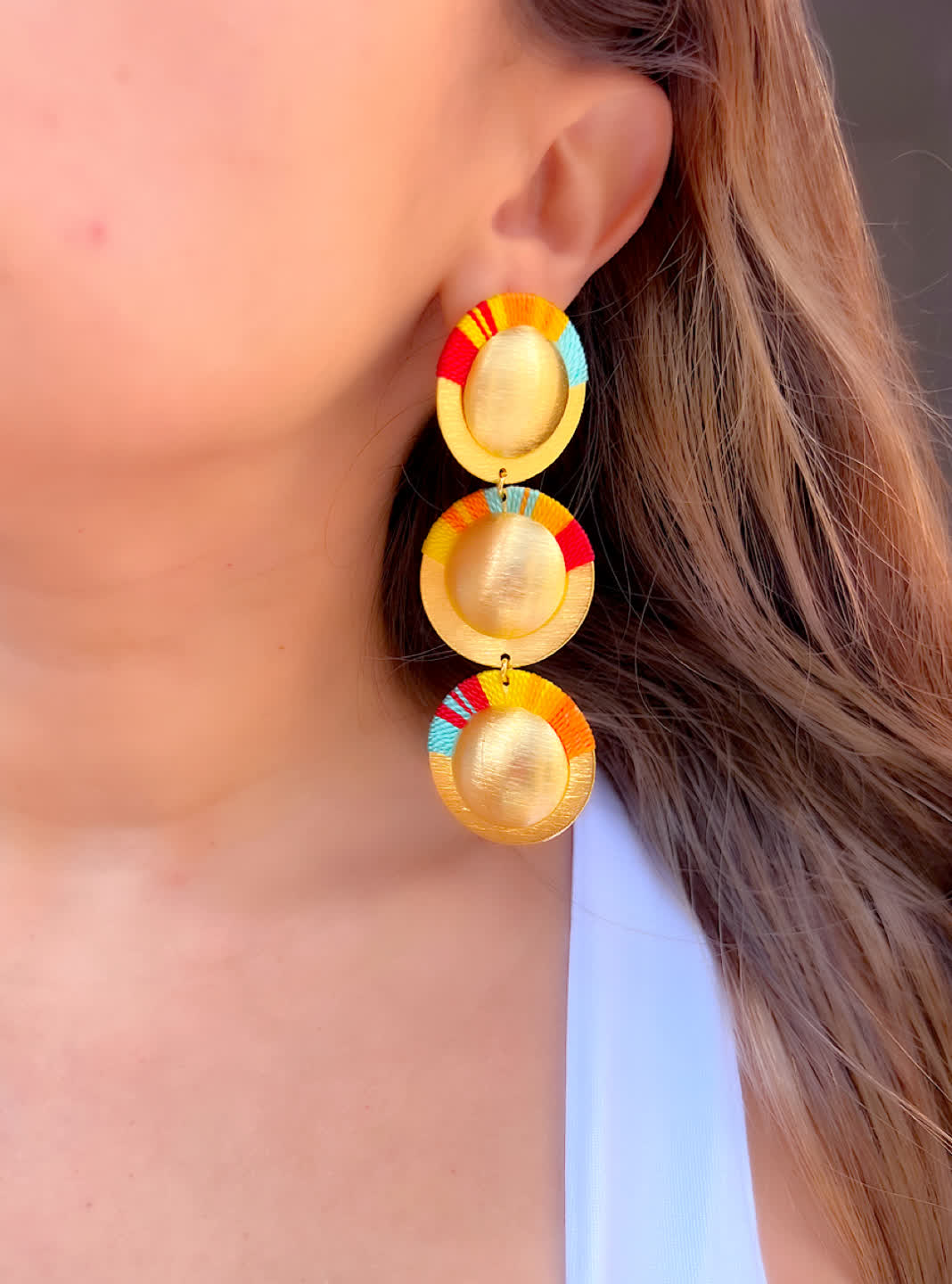 Aretes Amazonia Cascada Maxi Sol - Sara´s accesorios