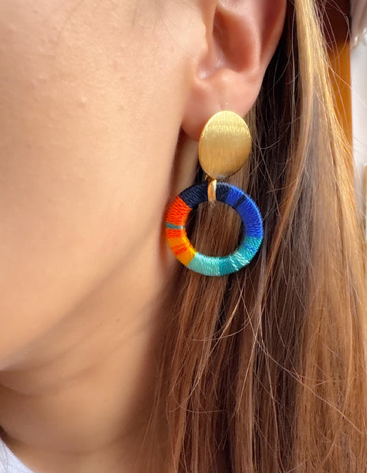 Aretes Origen Valle de Cocora Azul Naranja - Sara´s accesorios
