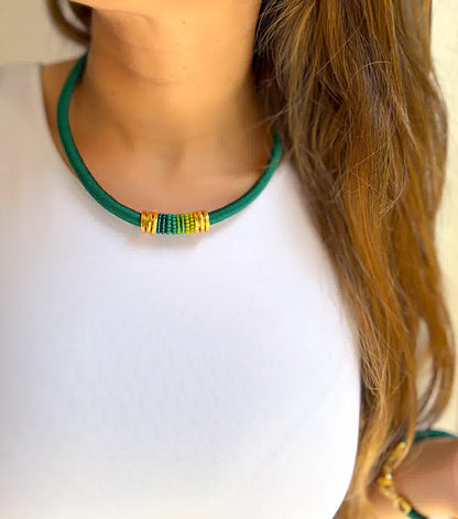 Collar Marroqui Suraya Glam Verde hoja - Sara´s accesorios