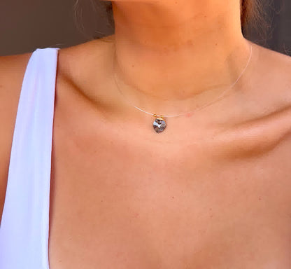 Collar Marroqui Invisibles Corazon Gris Oscuro