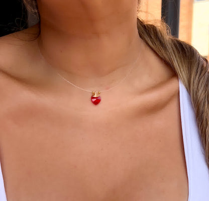 Collar Marroqui Invisibles Corazon Rojo