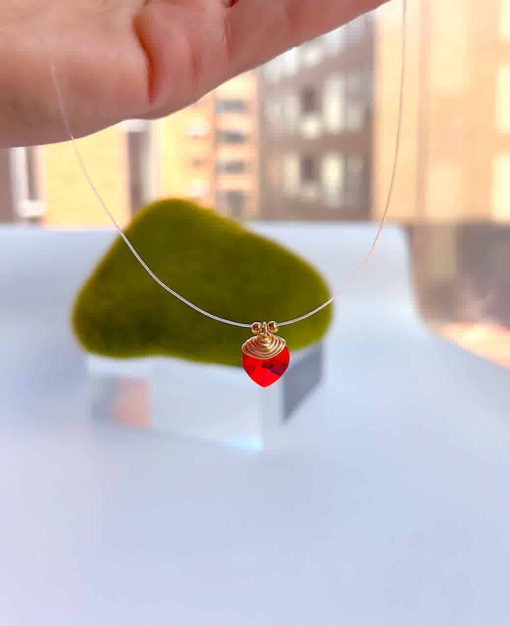 Collar Marroqui Invisibles Corazon Rojo