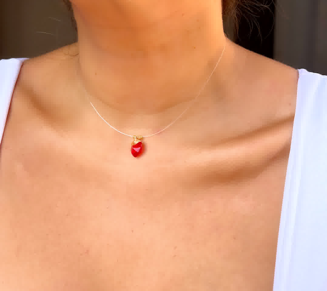 Collar Marroqui Invisibles Corazon Rojo