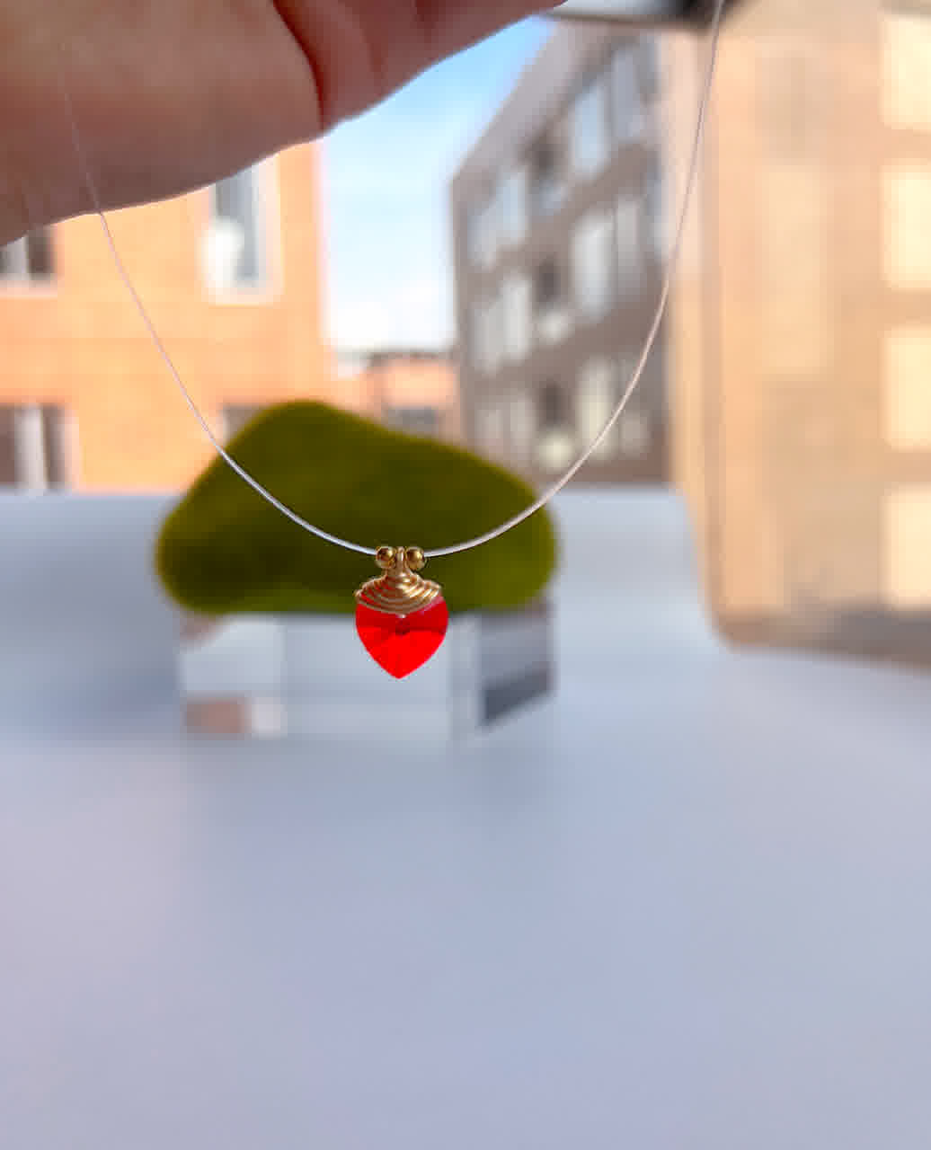 Collar Marroqui Invisibles Corazon Rojo